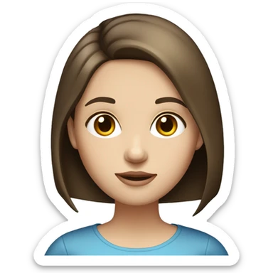 Brunette Girl with a straight bob and pale skin tone and blue eyes reading a book  sticker