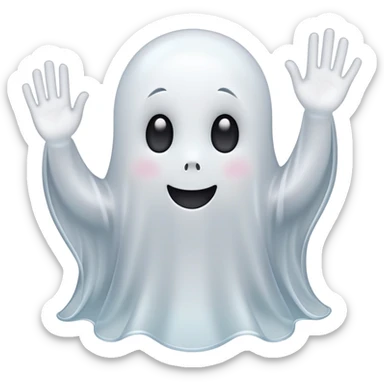 cute white ghost waving sticker