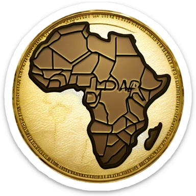Gold coin vintage and luxury with Africa map, embossed circuits, and the words 'Digital Dinar' in English and Arabi sticker