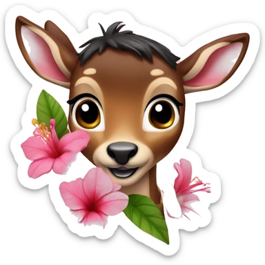 Bambi with pink hibisco sticker