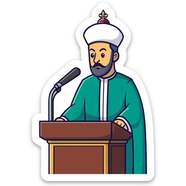 ottoman sultan speaking at an american podium sticker