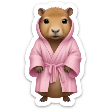 baby capybara in light pink robe full body sticker