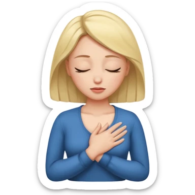 una mano en pecho ojos cerrados femenino sticker