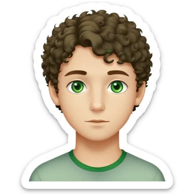 Adolescents beau qui est un peu une racaille avec les cheveux court bouclés et des yeux vert sticker