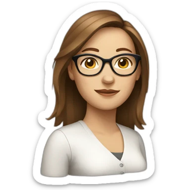 white woman with brown hair and glasses sticker