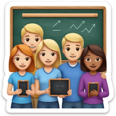 personas viendo una pizarra sticker