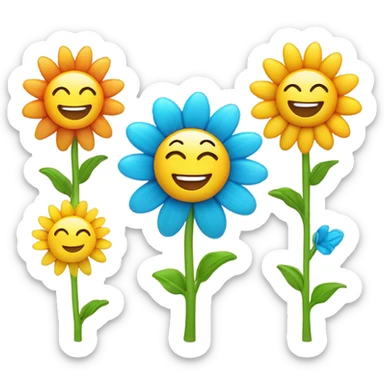 smiling solar flower line sticker