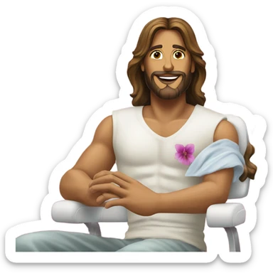 Jesus at the nail salon sticker