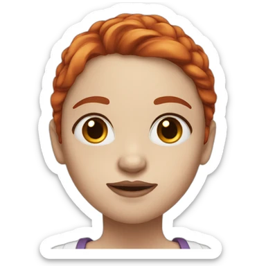 Female with white skin, brown eyes, red hair, nose piercing sticker