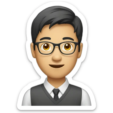 Asian student with glasses sticker
