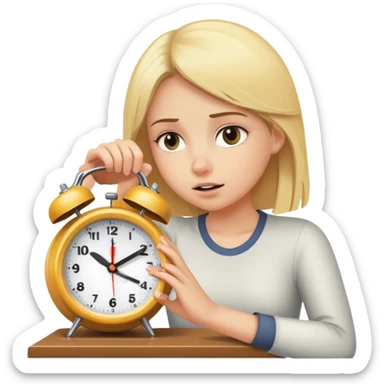 chica rubia apagando despertador a las 5:30am sticker