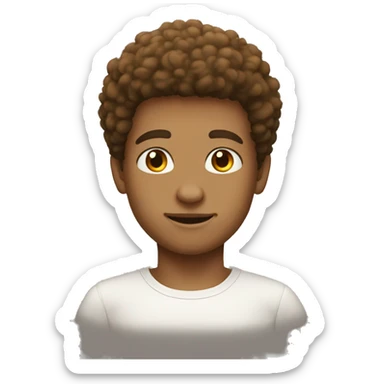 afro round hair white shirt tan boy geek it  sticker