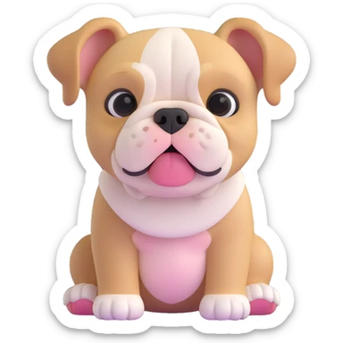 adorable bulldog puppy sitting, front view sticker