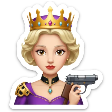 queen with gun sticker