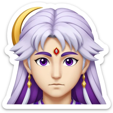 Sesshomaru with crescent moon on forehead purple stripes on cheeks sticker