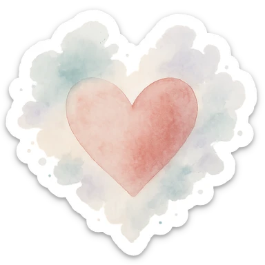 heart with a watercolor splash effect, digital illustration style, no background sticker