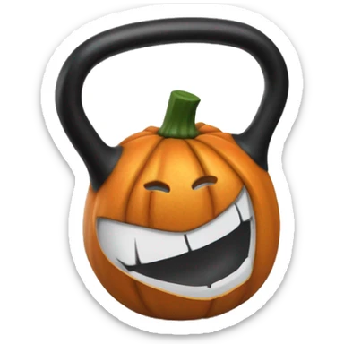 kettlebell looking like a pumpkin photorealistic sticker