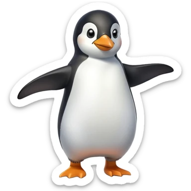 friendly anthropomorphised penguin in a shirt and t-shirt walking quickly, energetic pose sticker
