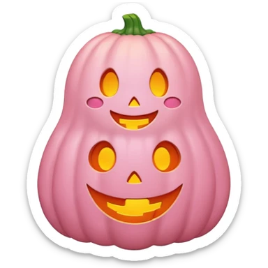 pastel pink ghost with orange pumpkin kawaii style sticker