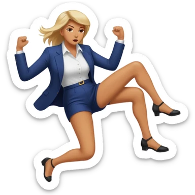 woman kicking donald trump between his legs sticker