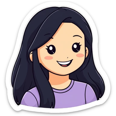 smiling girl with black hair sticker