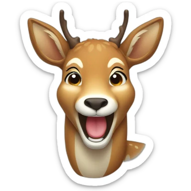 A deer laughing with tears  sticker