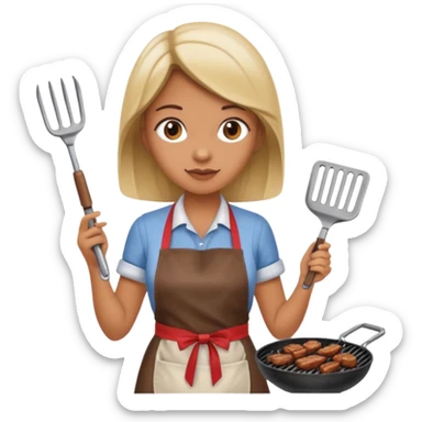 mujer haciendo asado sticker