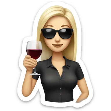 White girl wearing sunglasses holding a glass of wine  sticker