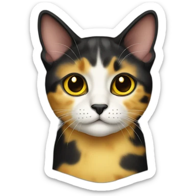 Half yellow half black tortoiseshell cat sticker