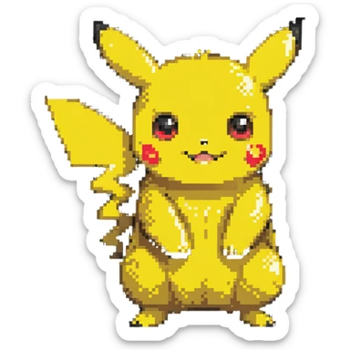 Pikachu, yellow electric pokemon with red cheeks sticker