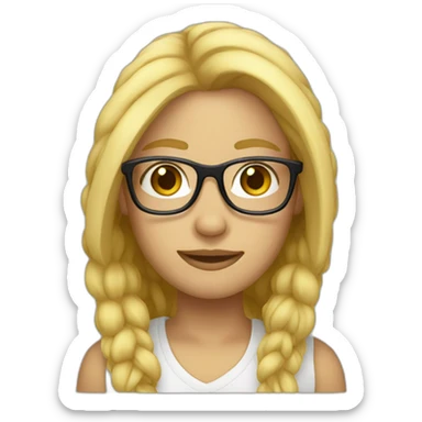 blond attached hair with glasses sticker