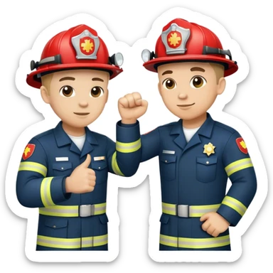 Fireman and Paramedic standing together and making fist bump  sticker