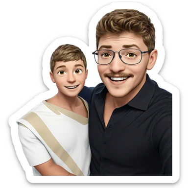 two boys with smiles sticker
