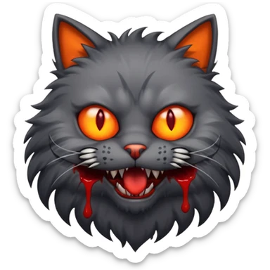 scary cannibal cat sticker