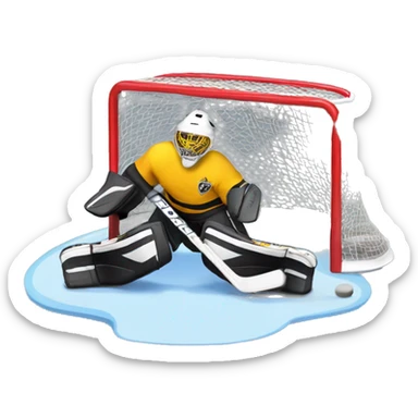 hockey goali making a stacked pad save sticker