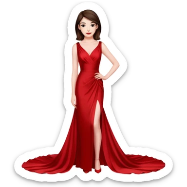 Anne Hathaway in red dress, red carpet sticker