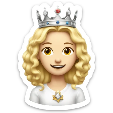 blonde girl smiling portrait with king’s crown  sticker