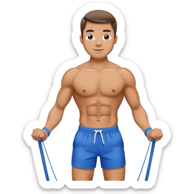fit man with blue shorts resistance bands exercises sticker