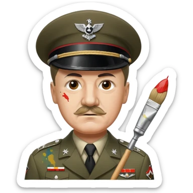 Adolf  hitler in uniform working as a decorator sticker