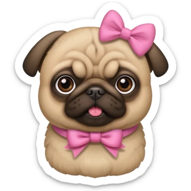 Pug fofo com láço rosa sticker
