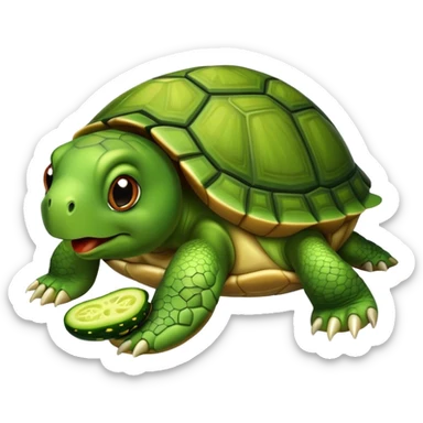A turtle eating a pickle  sticker