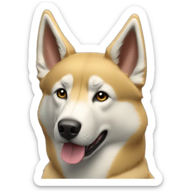 husky, belgian shepherd malignoise, golden fur, 3/4 view sticker
