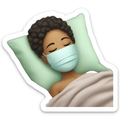 Mixed girl with face mask and spa day stuff laying in a pillow asleep sticker