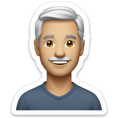 Now ad an older man with light skin, short dark brown hair, a smiling face without a beard. sticker