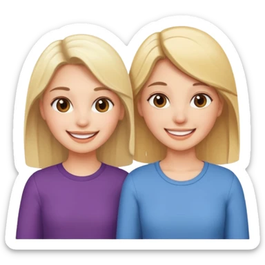 a brunette girl and a blonde girl smiling friends sticker