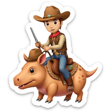 dinosaur cowboy riding a mexican pig  sticker