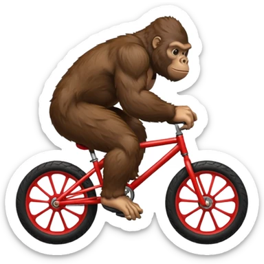 Gorilla wheeling a red BMX bike sticker