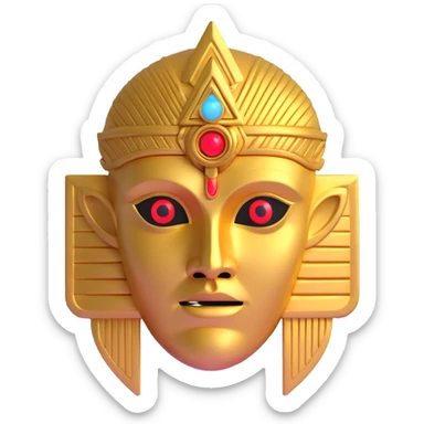 golden Anunnaki mask with glowing eyes sticker