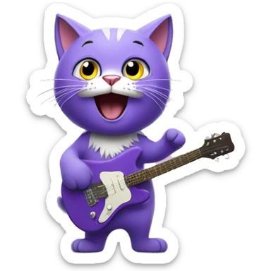 purple cat singing, cat in costume sticker