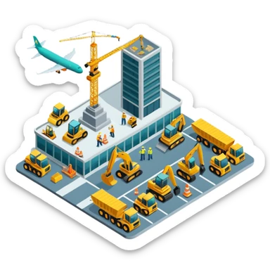 create isometric of cathay construction airport sticker